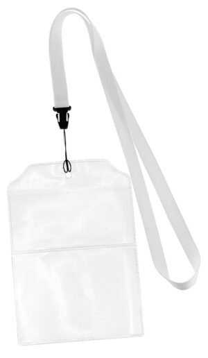 Porta Tarjetas Identificativas Con Cordón GOGO - Ventana Transparente, Bolsillo Con Cremallera, Negro