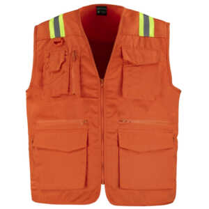 CHALECO GEOLOGO GABARDINA DUAL HI VIS CON CINTA DIA Y NOCHE